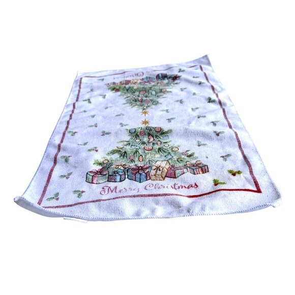 Vintage Kitchen Dish Hand Towel Christmas Tree Gold Flitter Accents 24 i… - Picture 8 of 12